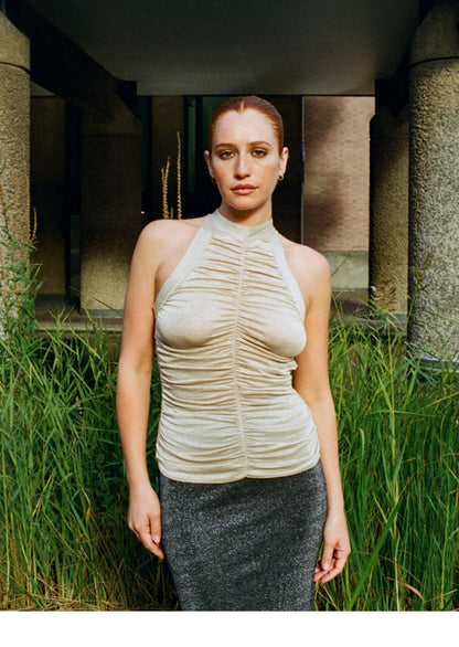 Ruched Halter Tank Top