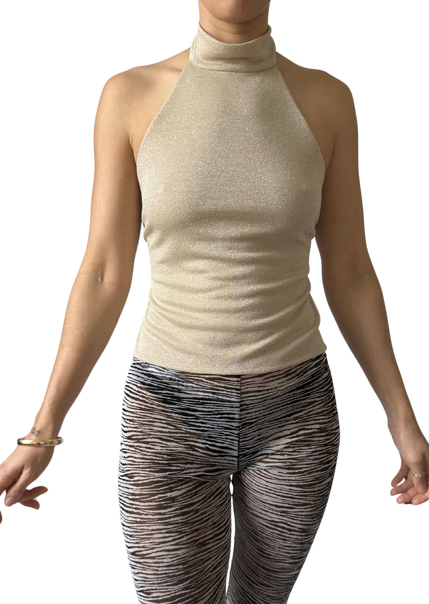 High Neck Halter Backless Top